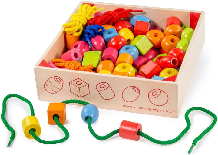 Bigjigs Toys Glas mit Perlen zum Auffädeln