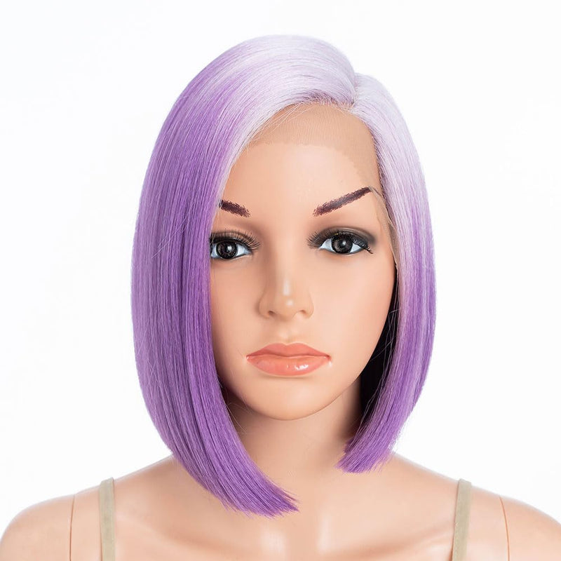 Début Lace Front Perücke für schwarze Damen Bob Perücke für weisse Damen Kunsthaar 24 cm 120g Natur