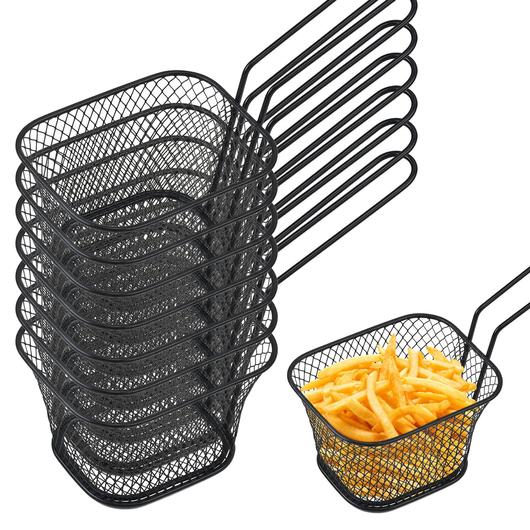 12 Stück Pommes Körbchen: Klein Edelstahl Frittierkorb Silber Pommeskörbchen, Korb für Frittiertes E