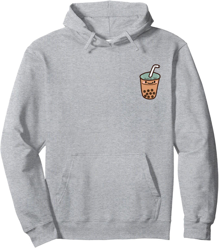 Cute Smiling Milk 'Bubble' Tea Boba Tea Graphic Pullover Hoodie