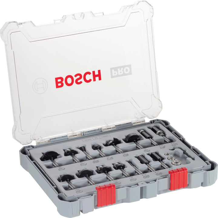 Bosch Professional 15tlg. Fräser Set Mixed (für Holz, für Oberfräsen mit 1/4 Zoll Schaft) 15 tlg. |