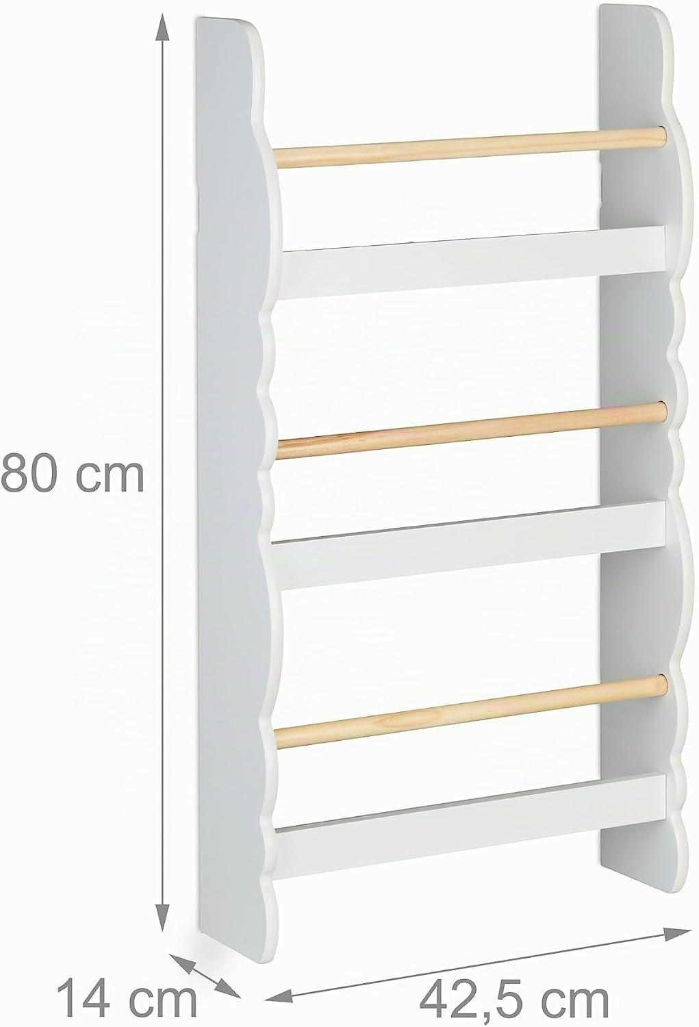 Relaxdays Bücherregal Wolke, 3 Fächer, Kinderbücherregal Wand, HxBxT: 80 x 42,5 x 14 cm, Wolkenregal