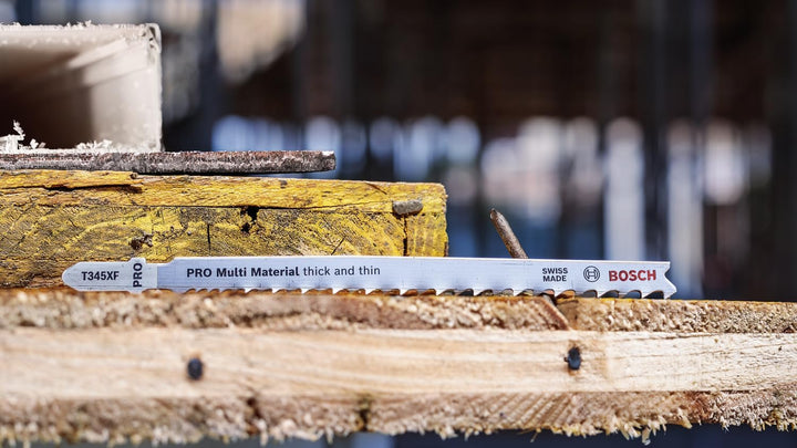 Bosch 5x PRO Thick and Thin Multi Material T345XF Stichsägeblatt (für Holz mit Nägeln, Stahl, Länge