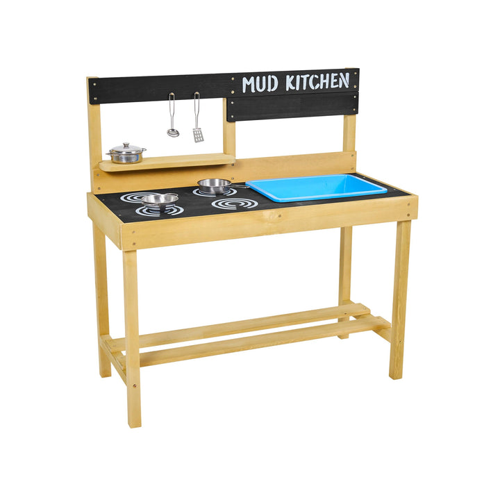 pt, Outdoor Mud Kitchen, Kinder Outdoor-Küche aus Holz für Pretend und Spielen, Schlamm, Wasser, San