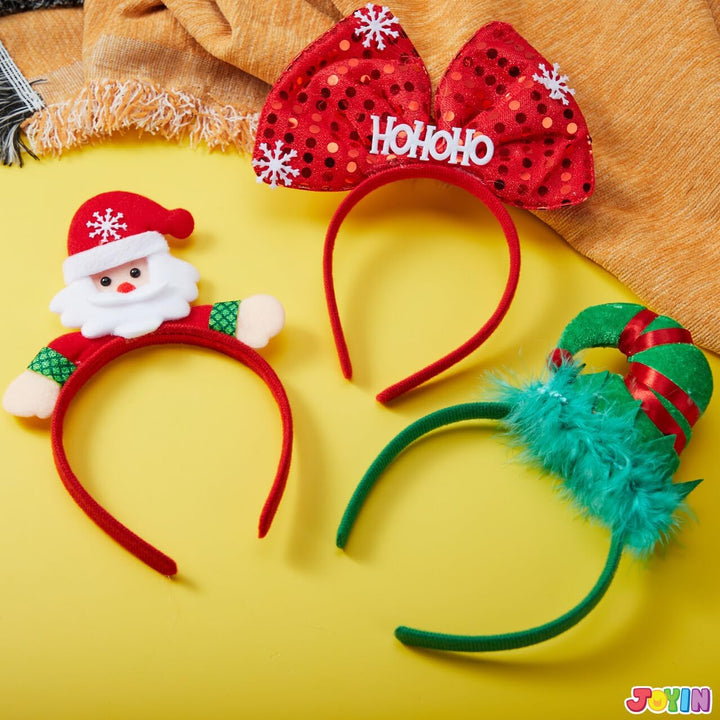 JOYIN 12 Packungen Weihnachts-Stirnbänder mit verschiedenen Designs, Weihnachts-Kopfbedeckungen, Fei