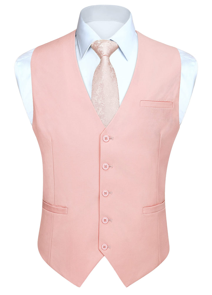 HISDERN Herren Formale Hochzeit Party Weste Baumwolle Einfarbig Weste 3XL Z1 - Rosa, 3XL Z1 - Rosa