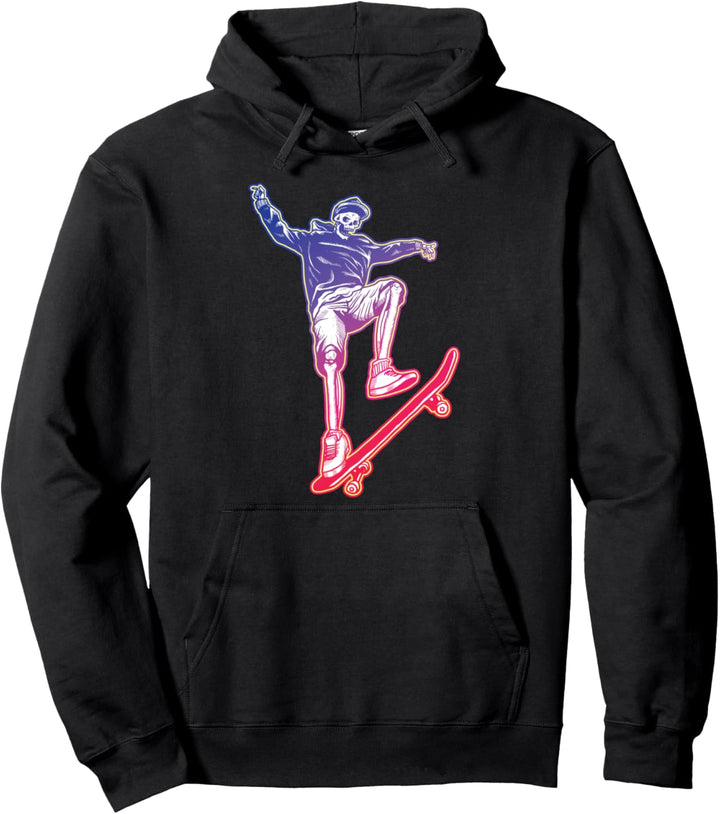 Skateboard Totenkopf Skull Skateboarding Retro Skater Grunge Pullover Hoodie