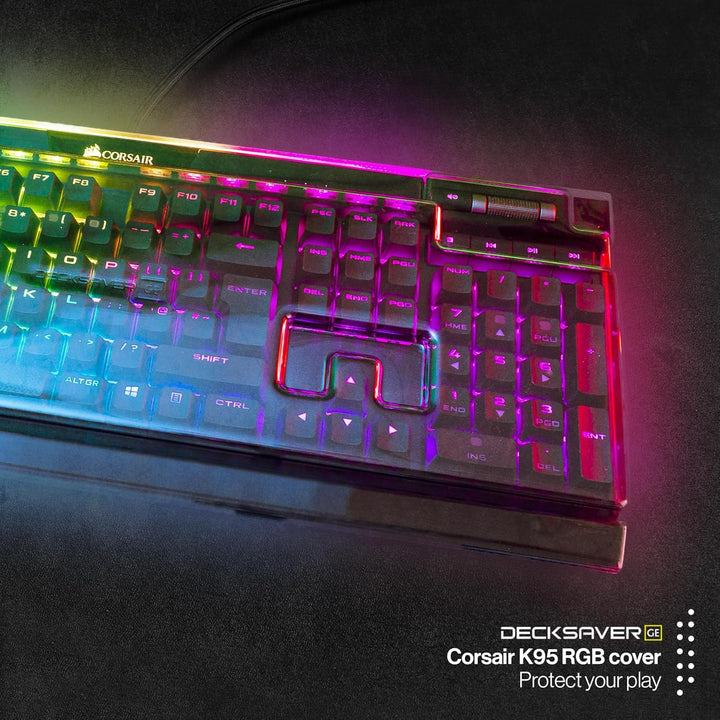 Decksaver Cover für die Corsair K95 (RGB) Platinum Tastaturserie - geräucherte/klare Schutzhülle, he