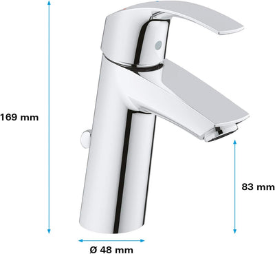 GROHE Eurosmart | Badarmatur - Waschtischarmatur | mit Zugstange, M-Size | 2339310E, Chrom M mit Zug