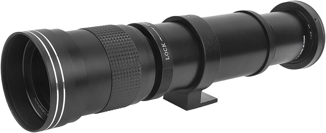 DAUERHAFT 420-800mm Teleskopobjektiv, F8.3-16 Manueller Fokus Zoom-Teleobjektiv mit 2X Vergrösserung