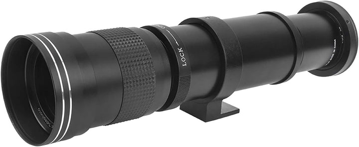 DAUERHAFT 420-800mm Teleskopobjektiv, F8.3-16 Manueller Fokus Zoom-Teleobjektiv mit 2X Vergrösserung