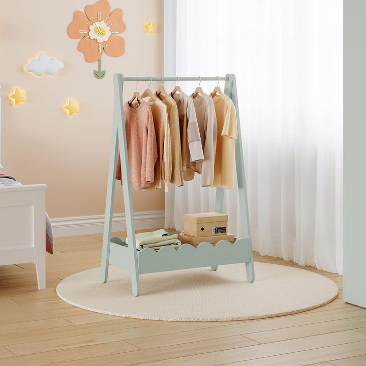 [en.casa] Kindergarderobe stehend Vestnes Kleiderständer für Kinder Garderobenständer mit Fach und K