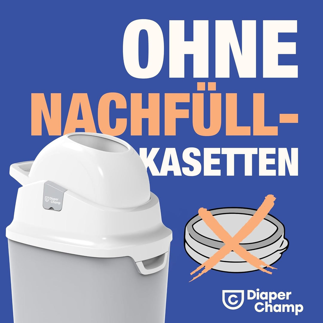 Geruchsdichter Windeleimer Diaper Champ ONE Windelbehälter funktioniert mit normalen Tüten Müllbeute