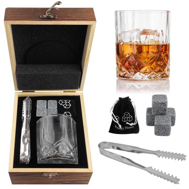 Whisky Gläser Set, Whisky Steine Set, Whiskey Geschenke für Männer, Whiskey Set Geschenk Mit 4 Whisk