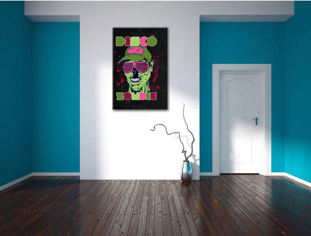 Dark Disco Zombie black Leinwandbild Bild auf Leinwand, XXL riesige Bilder fertig gerahmt mit Keilra