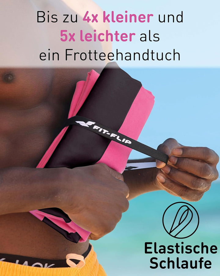 Fit-Flip Strandtuch XXL aus Mikrofaser - leicht und schnelltrocknend - 100% recyceltes Strandhandtuc