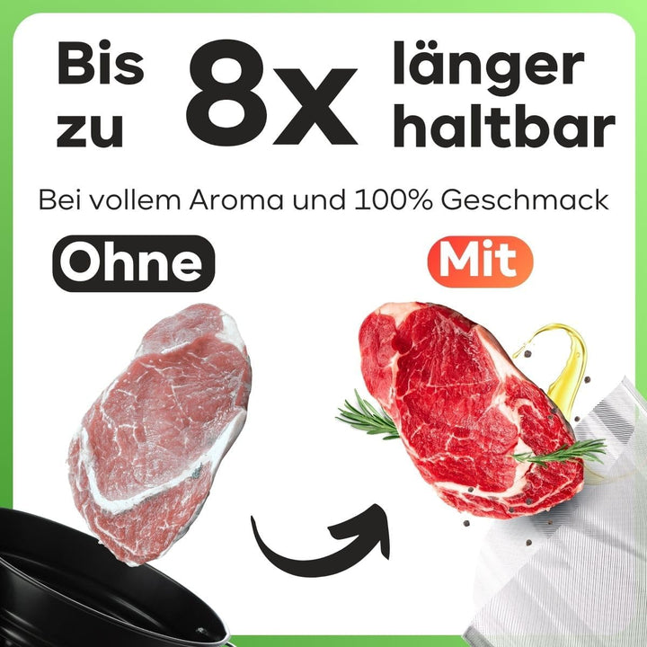Profi Cook PC-VK 1080 Edelstahl-Vakuumiergerät, Vakuumierer, Lebensmittel bleiben vakuumiert bis zu