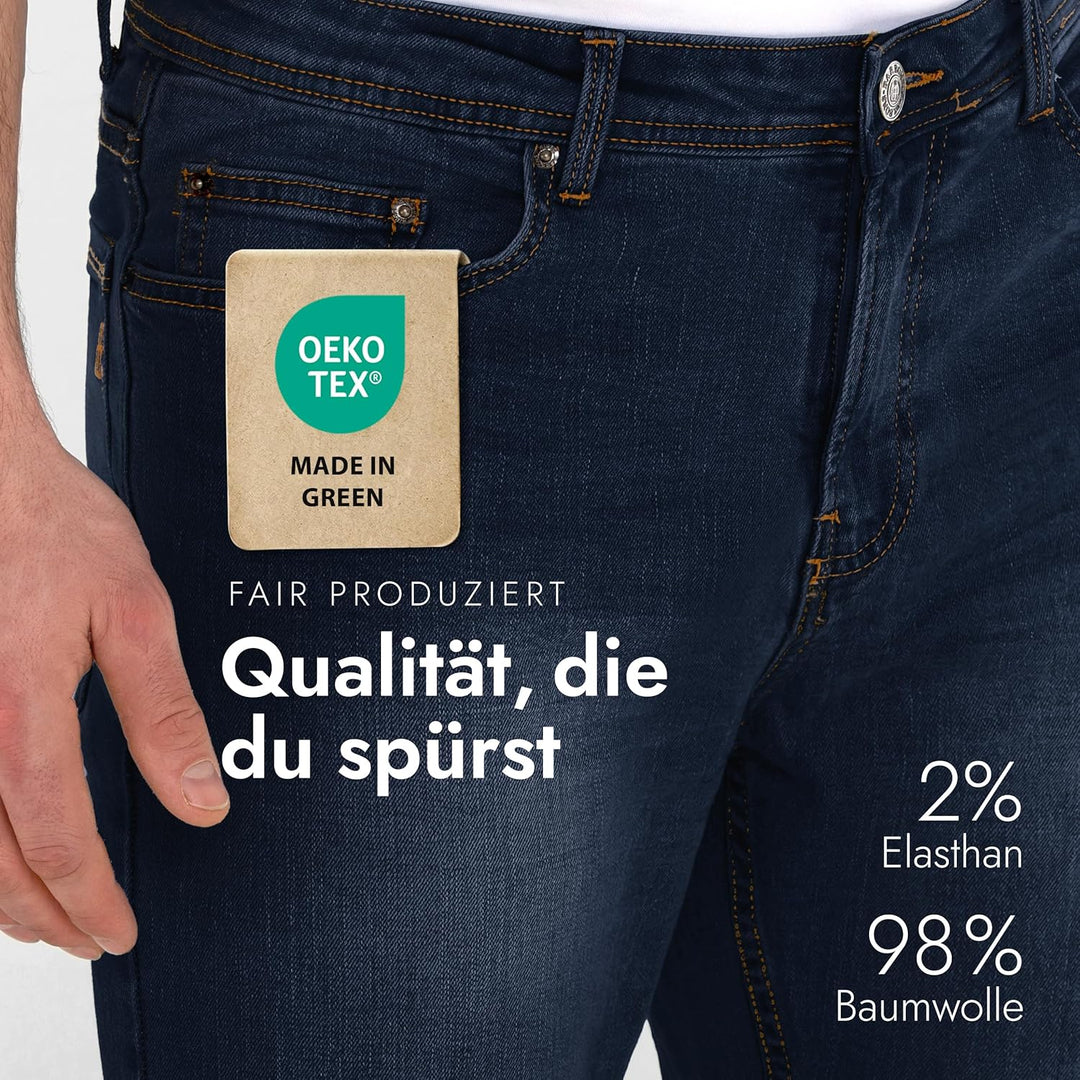 BARBONS Herren Jeans - Bügelleicht - Regular-Fit Stretch - Business Freizeit - Hochwertige Jeans-Hos