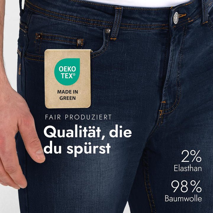 BARBONS Herren Jeans - Bügelleicht - Regular-Fit Stretch - Business Freizeit - Hochwertige Jeans-Hos