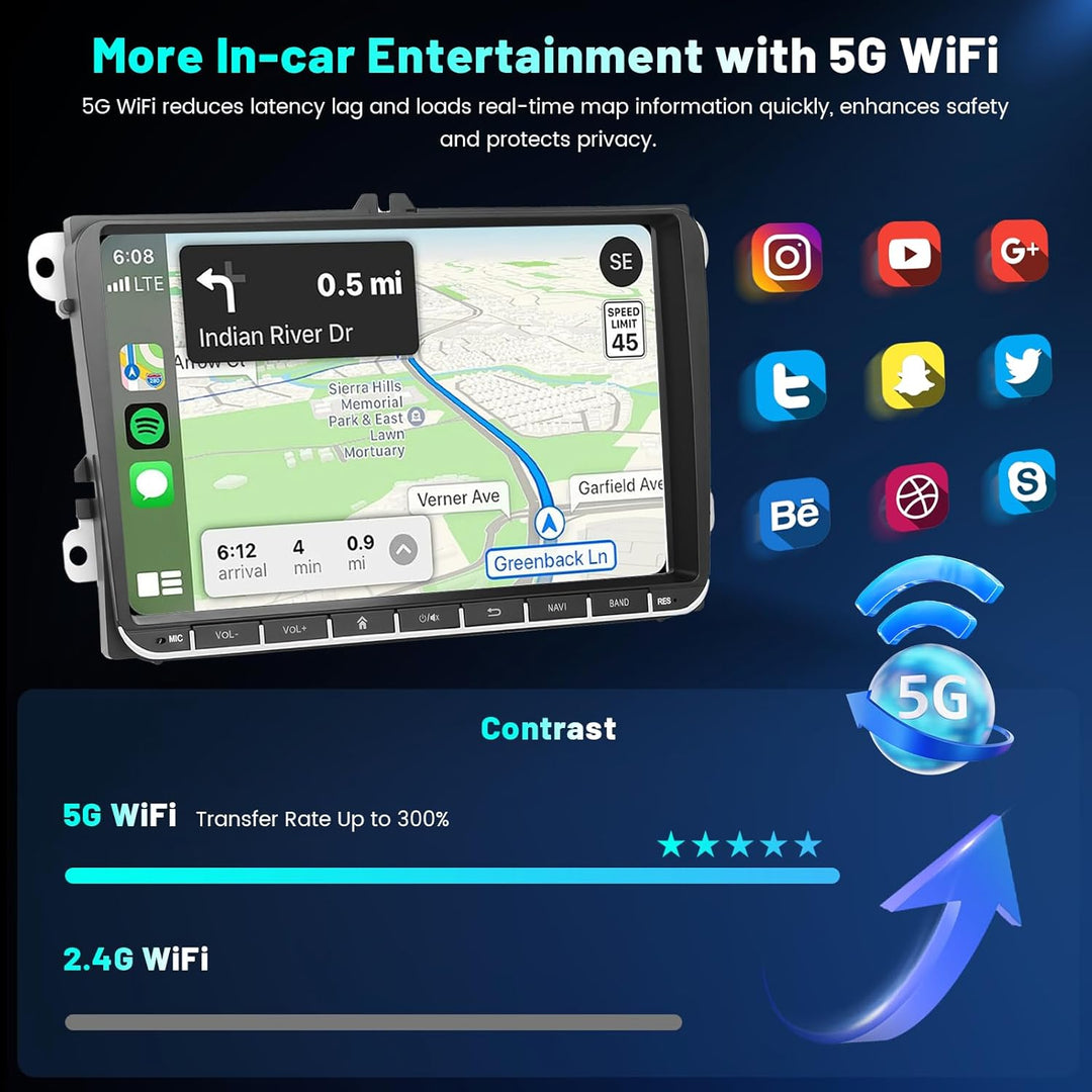 4+64GB Android Carplay Wireless Autoradio mit Navi für VW Golf 5 6 Polo Skoda Passat Wireless Androi