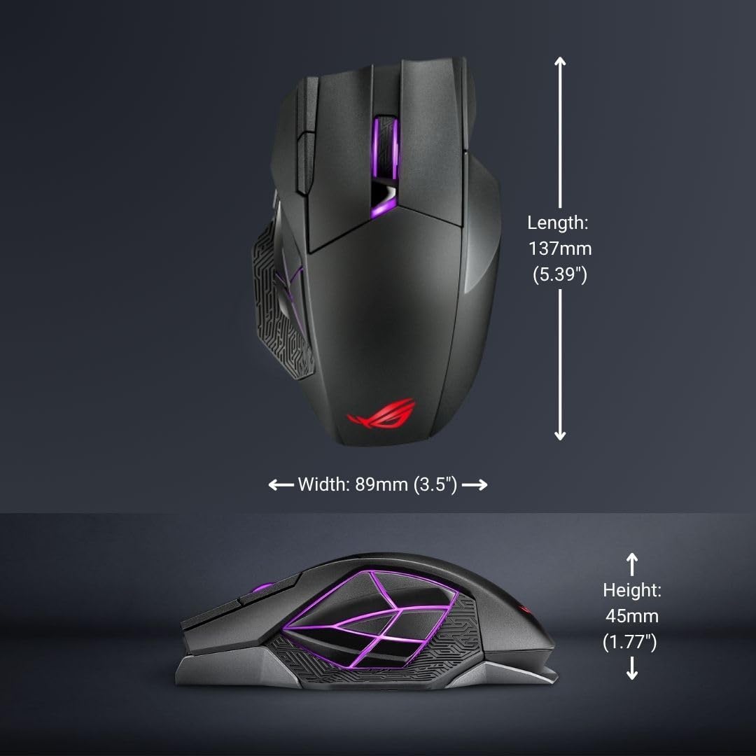 ASUS ROG Spatha X Gaming Maus (kabellos, kabelgebunden, magnetische Ladestation, 12 programmierbare