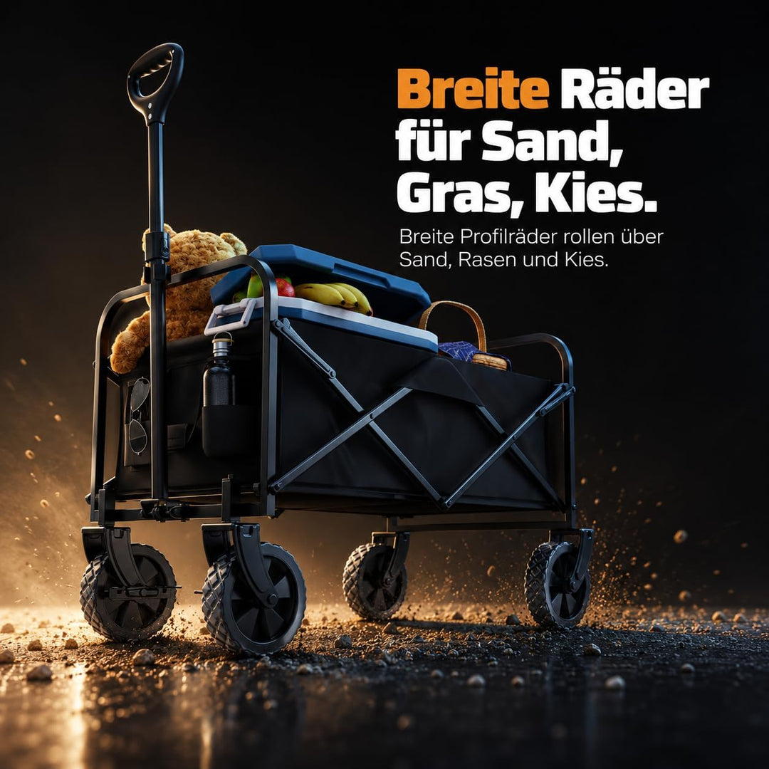 ONBEST Bollerwagen faltbar - Plus Regenschutz - Faltbollerwagen - Bollerwagen Für viele Anwendungen