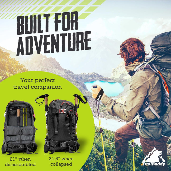 TrailBuddy Trekking Poles - Lightweight, Collapsible Hiking Poles for Snowshoe & Backpacking Gear -