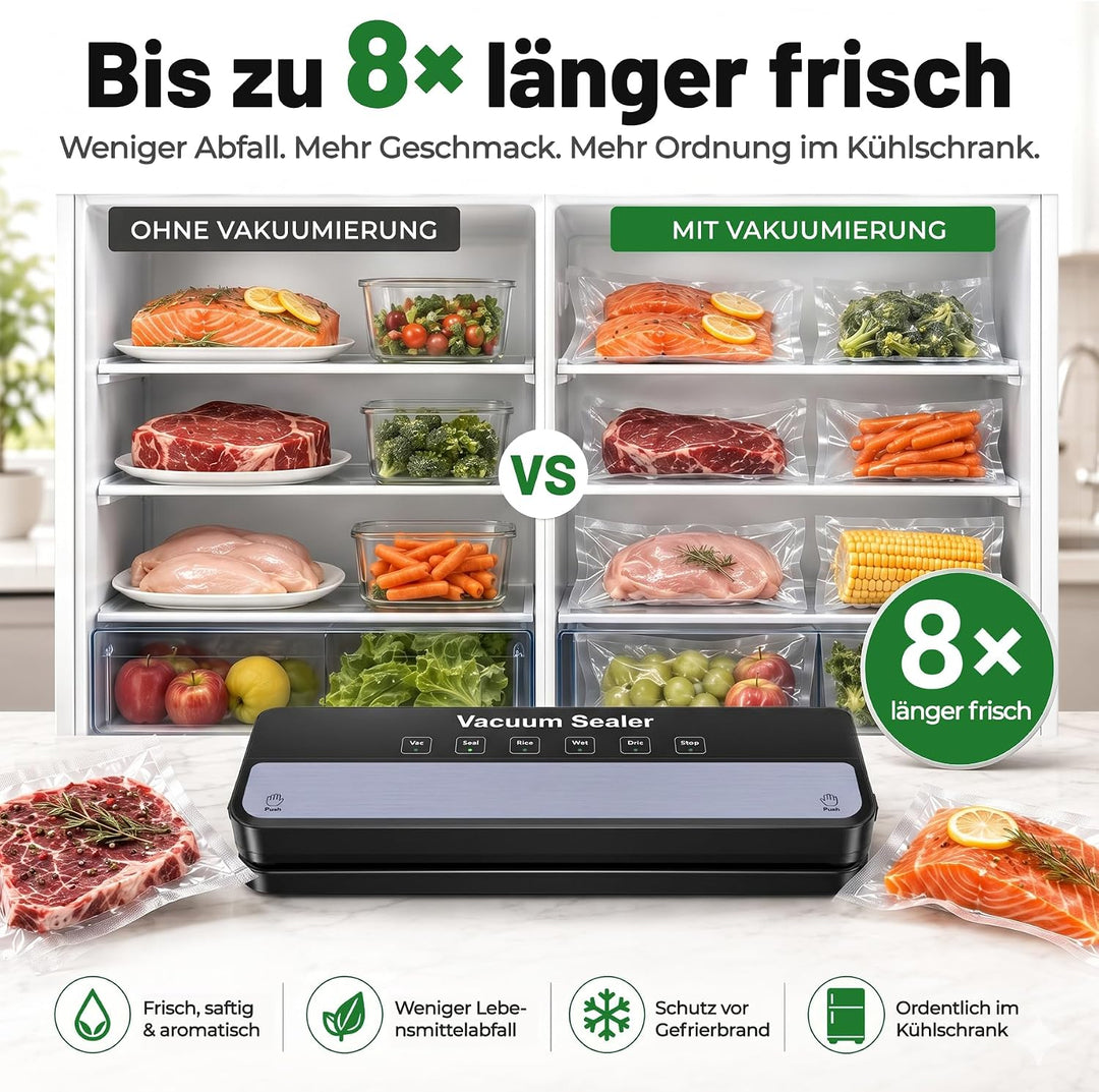 Raycial Vakuumiergerät mit Vakuumierbeuteln, All-in-1 Vakuumierer für Trockene, Feuchte, Frische, Fo