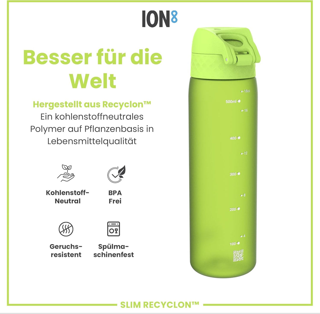 ION8 Trinkflasche, Auslaufsicher, Einhandöffnung, Sichere Verriegelung, Spülmaschinenfest, BPA-frei,