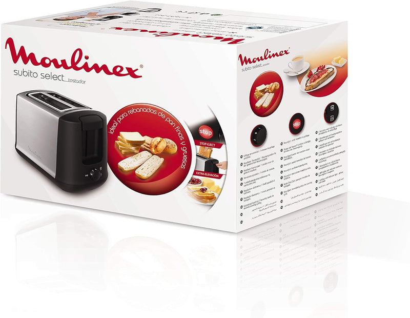 MOULINEX LT340811 Subito Toaster mit 2 Rillen, 7 Bräunungsstufen, 850 W, Edelstahl, 5.3 tons, Braun