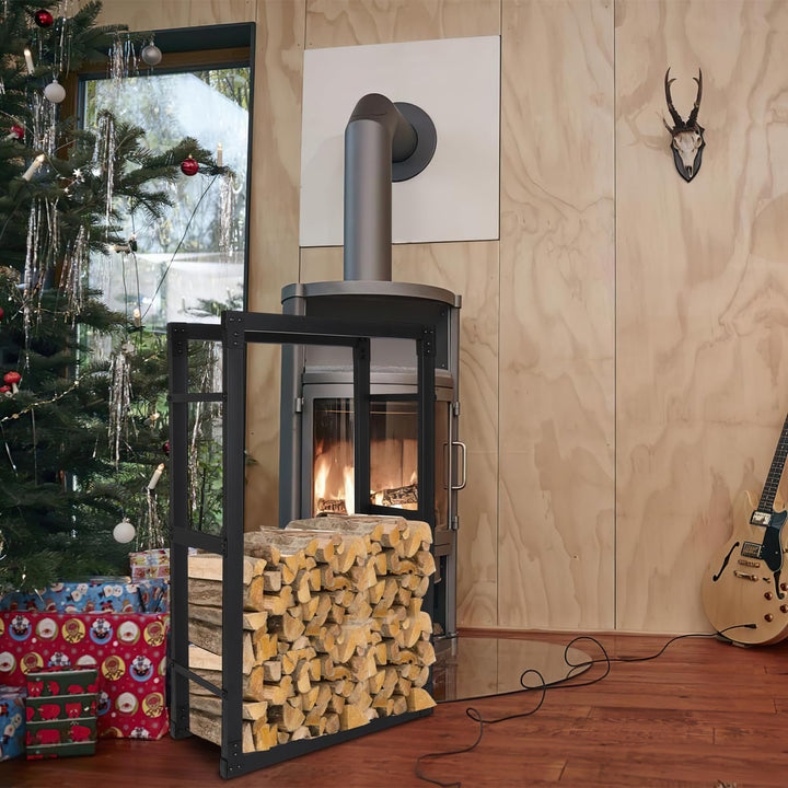Jopassy Kaminholzregal innen metall 60x25x150CM Brennholzregal für innen aussen, Kaminholzständer, K
