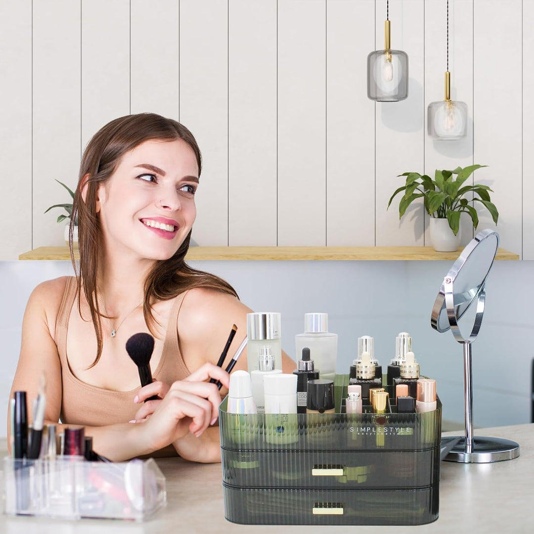 Makeup Organizer mit 2 Schubladen, Kosmetik-Organizer für Schlafzimmer und Bad Eitelkeit Arbeitsplat