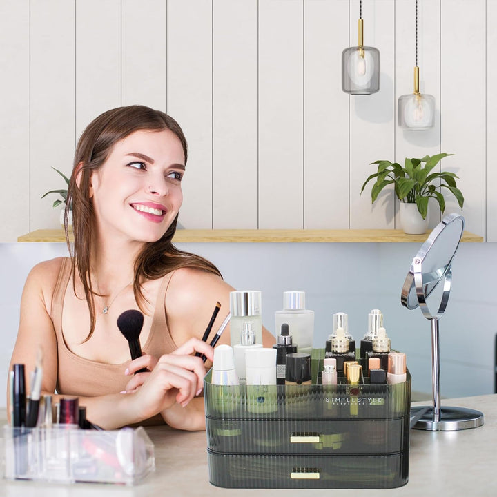 Makeup Organizer mit 2 Schubladen, Kosmetik-Organizer für Schlafzimmer und Bad Eitelkeit Arbeitsplat