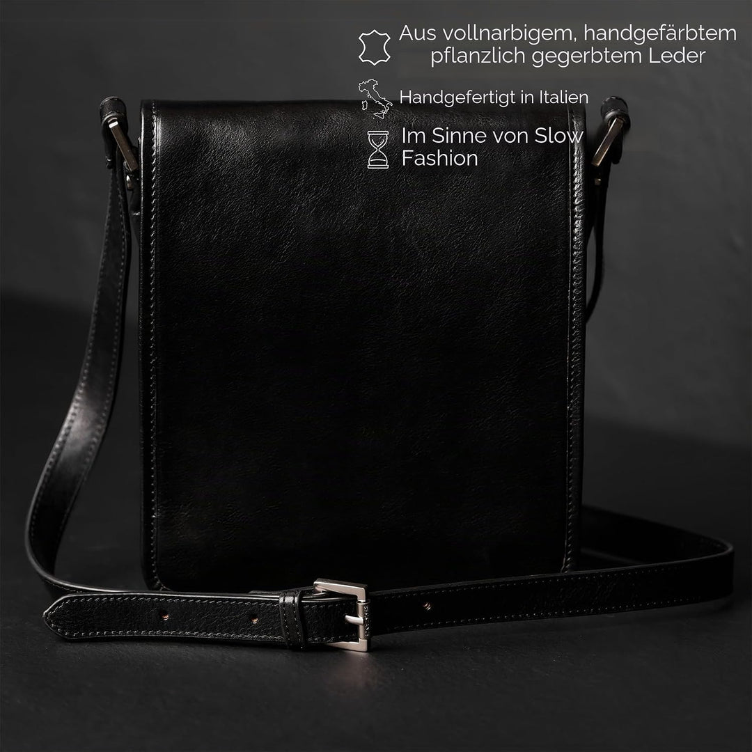 Time Resistance Schultertasche aus Leder Herren - Messenger Bags - Umhängetasche Herren - Elegante L