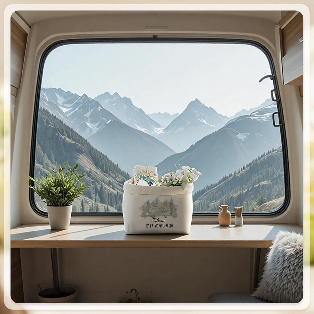 Sinmoe Camping Geschenke Zuhause ist da, wo wir parken Brotkorb aus Stoff Geschenk für Camper Wohnmo