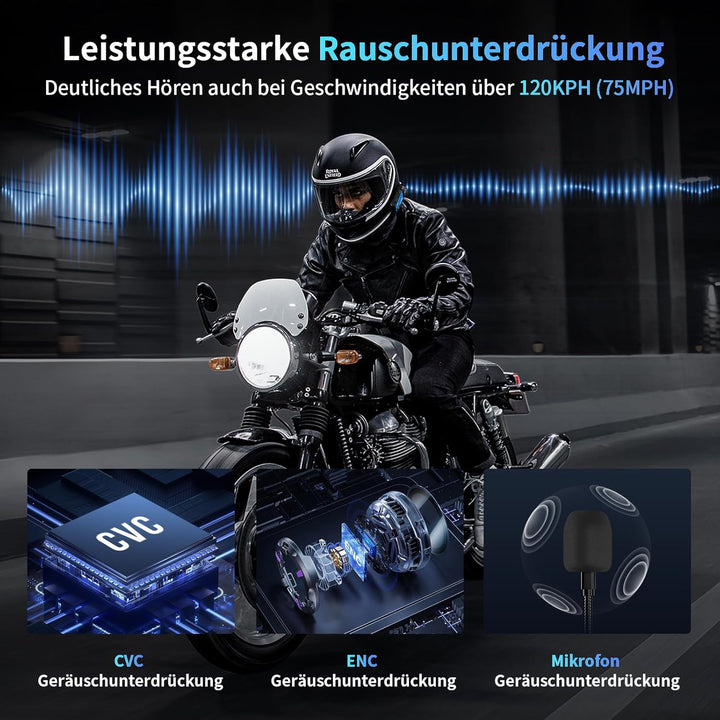 Fodsports M1-S Plus Bluetooth Motorrad Headset, Helm Headset bis zu 10 Fahrer, Universal Motorrad Ko
