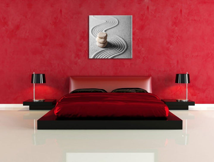Pixxprint Wellenmuster im Sand als Leinwandbild Quadratisch/Grösse: 70x70 / Wandbild/Kunstdruck/fert