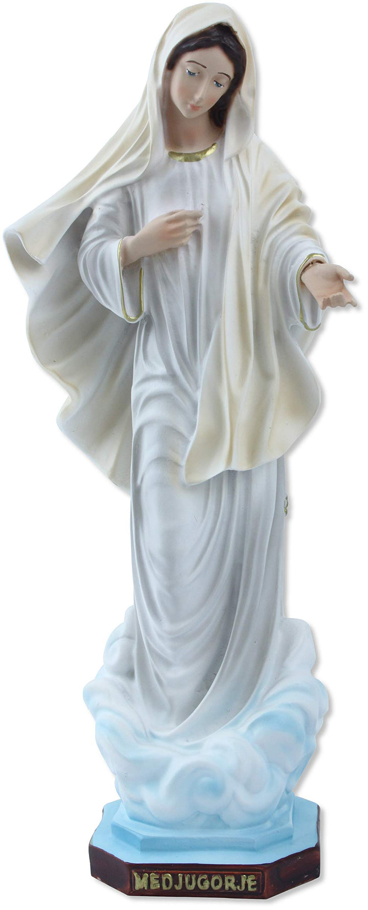Proposte Religiose Madonna von Medjugorje aus Kunstharz, Höhe 30 cm, handbemalt.