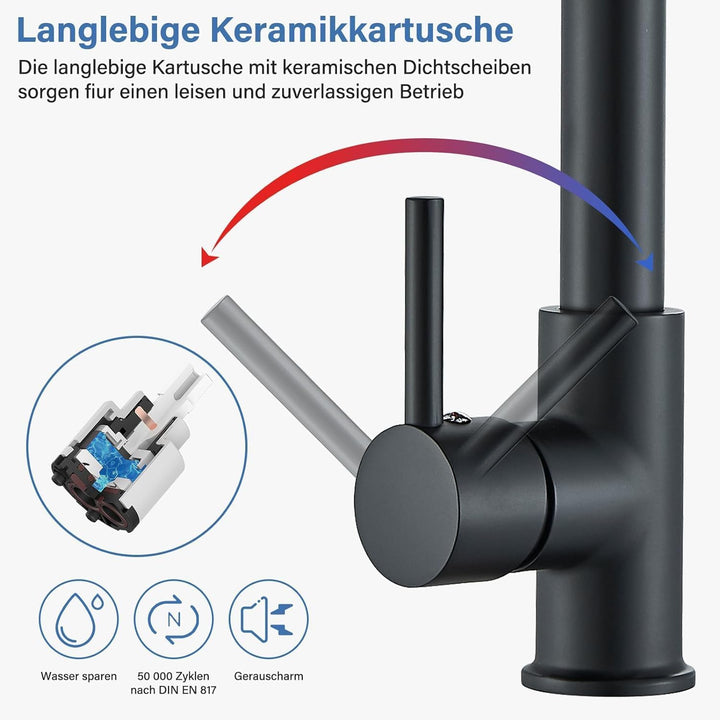 Onyzpily Schwarz Niederdruck Küchenarmatur 360 ° Drehung Einhebelmischer Wasserhahn küche Spültischa
