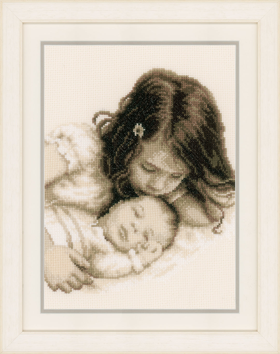 Vervaco Zählmusterpackung Baby und Schwester Aida Kreuzstickpackung zum Auszählen, weiss, 22 x 27 x