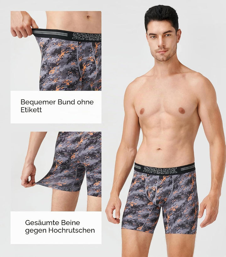 Separatec Boxershorts Herren Mehrfachpackung Sport Schnell trocknend Doppelbeutel Dual Pouch Unterho