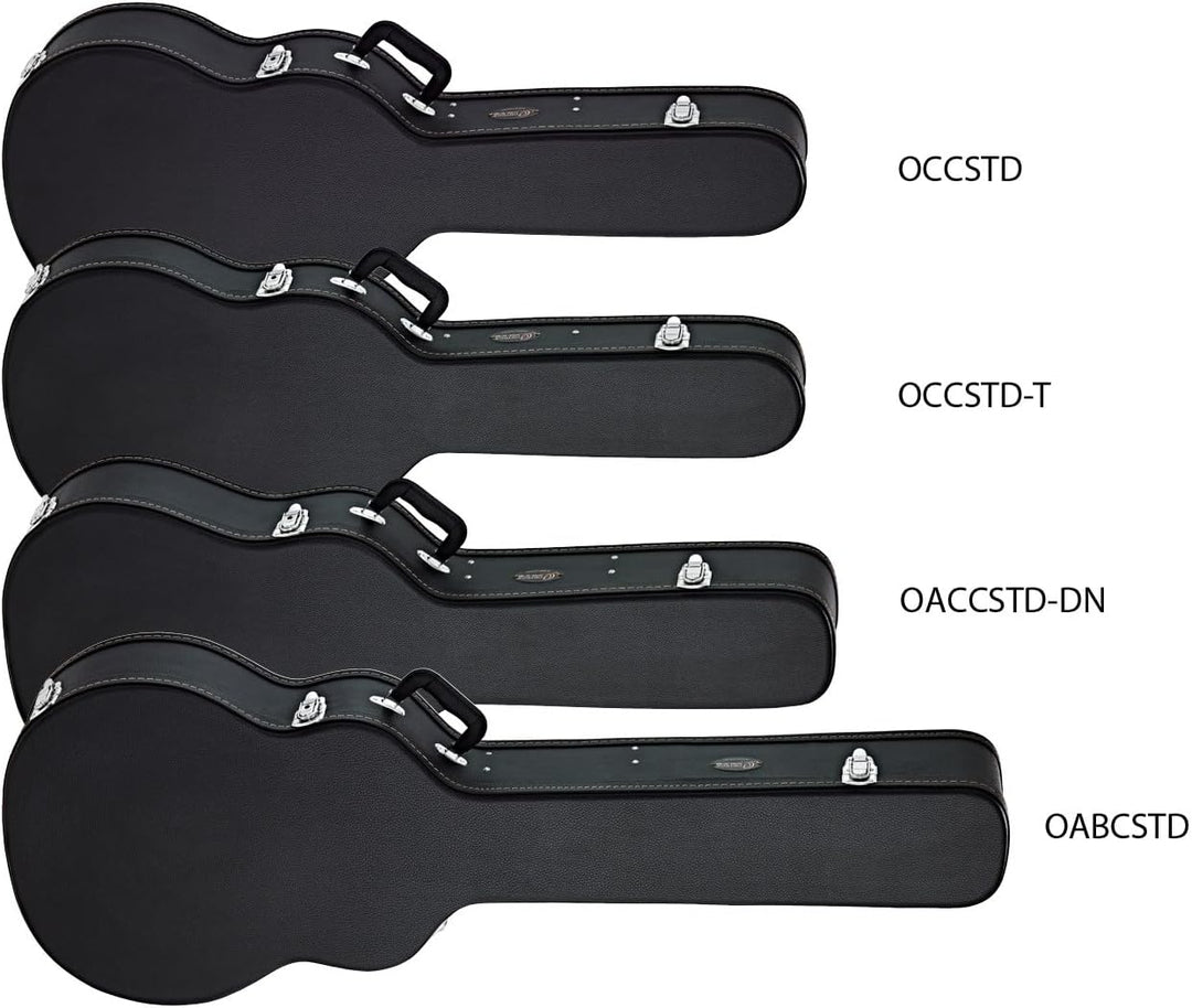 Ortega Guitars Gitarrenkoffer Classic - schwarz, flat top, Economy Series, Chrom Hardware, 120mm tie