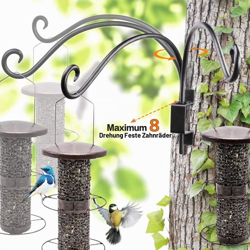 AJART Outdoor-Haken für Vogelfutterstation: Schwenkbare Hängepflanzenhalterung, 40,6 cm, für Wandhal