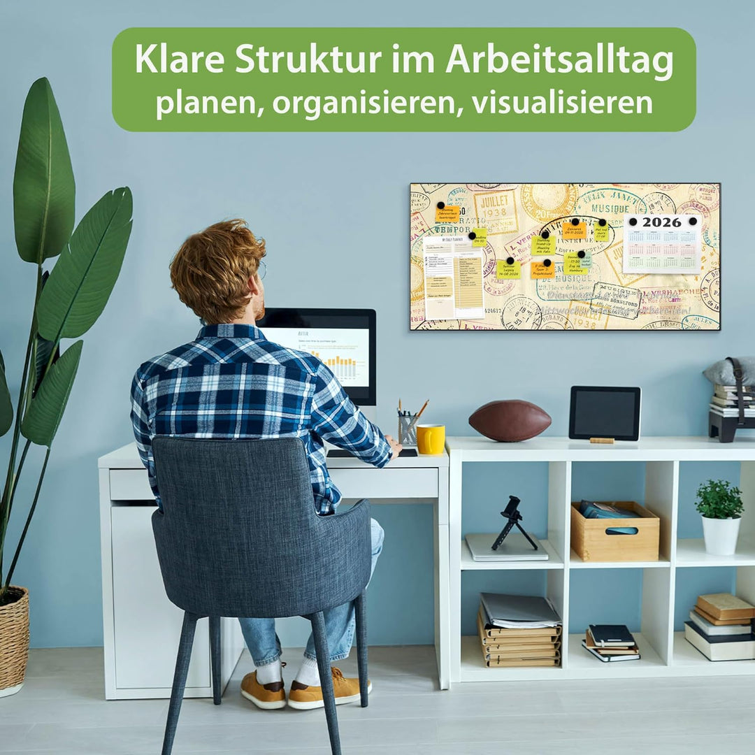 banjado Magnettafel schwarz 78 x 37cm / Magnetwand Metall/Magnetpinnwand als Memoboard/Pinnwand Magn