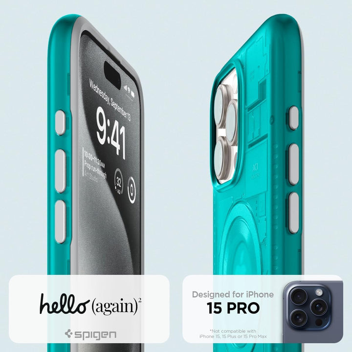 Spigen Classic C1 MagFit Hülle Kompatibel mit iPhone 15 Pro Kompatibel mit MagSafe -Bondi Blue, Bond