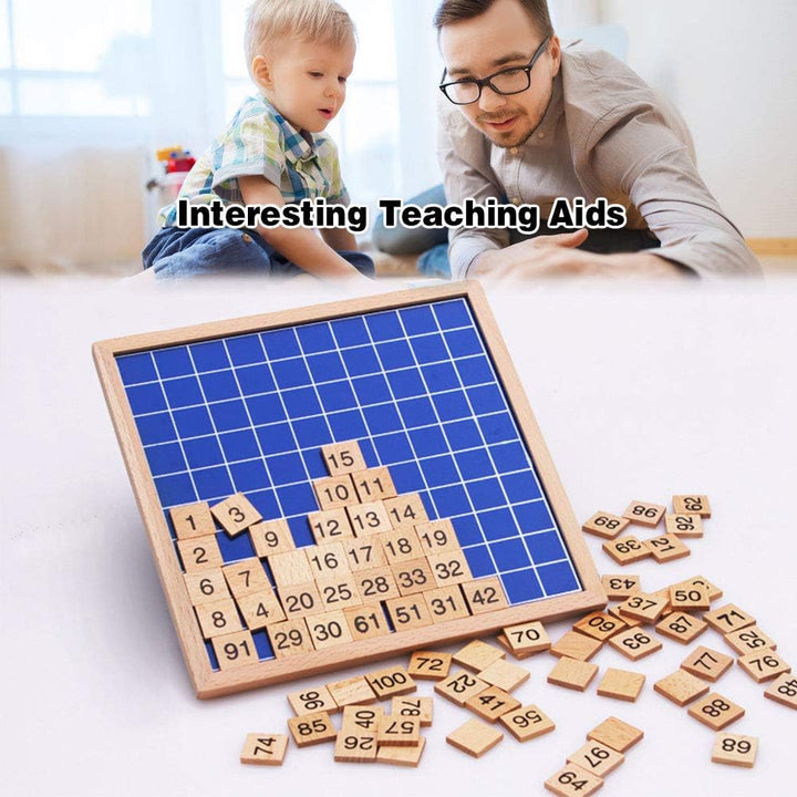 Montessori Mathematik Puzzle Holz Digital Board 1-100 Kontinuierliche Zahlen Kinder Kind Mathe Unter