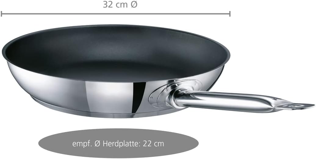 Schulte-Ufer GastroSUS Bratpfanne Industar mit DIAMAS Pro Beschichtung, 163059-32, Edelstahl, 32 cm,