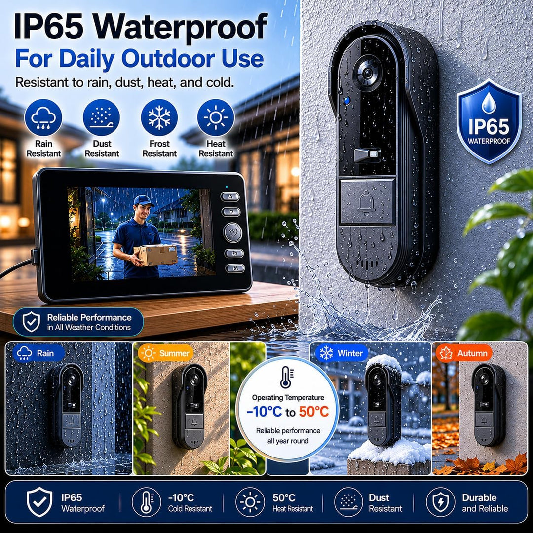 TKMARS Kabellose Türklingel Kamera mit 4,3-Zoll-Innenbildschirm, wasserdicht, Dual-Audio und -Aufnah