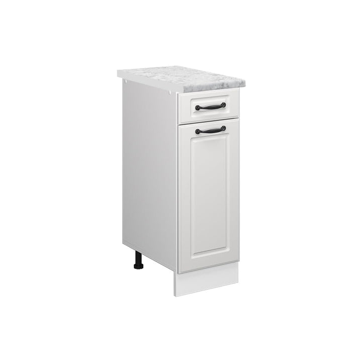 Vicco Küchenschrank mit Schublade R-Line, Weiss Landhaus/Weiss, AP Marmor Weiss Landhaus Schubunters