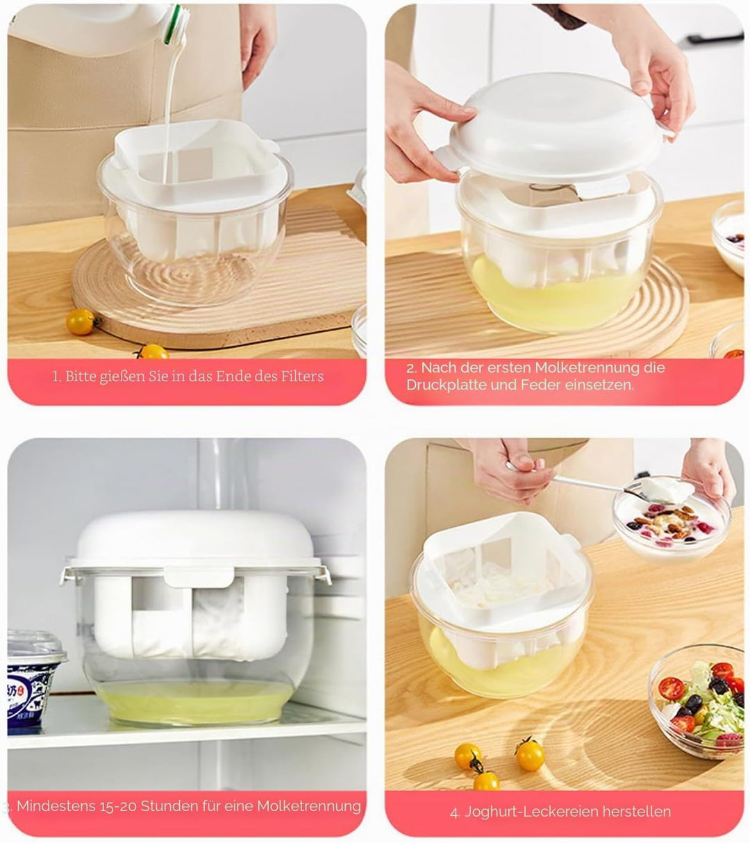 Joghurtsieb, Joghurt-Molke-Trenner, Griechischer Joghurt-Maker-Filter mit Ultrafeinem Netz, für Dick